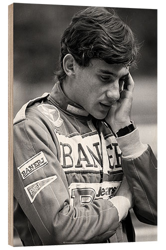 Wood print Ayrton Senna, West Surrey Racing, England 1983