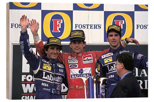 Wood print Alain Prost, Ayrton Senna and Damon Hill, Australian GP 1993