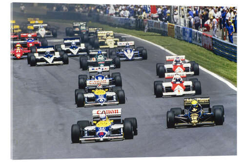 Tableau en verre acrylique Mansell devant Senna, Piquet, Prost et Arnoux, GP du Canada 1986