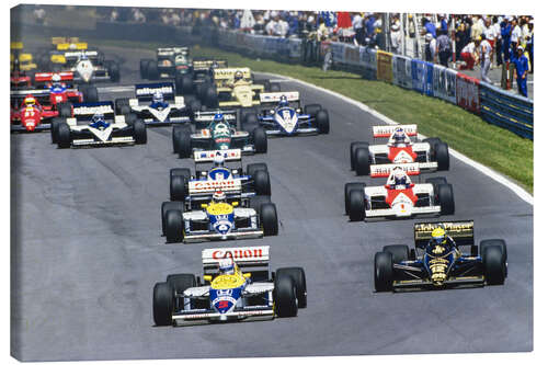 Leinwandbild Mansell vor Senna, Piquet, Prost, Arnoux und Rosberg, Kanada 1986