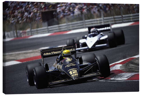 Canvas print Ayrton Senna leads Nelson Piquet, 1985