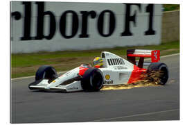 Quadro em plexi-alumínio Ayrton Senna, McLaren MP4-6 Honda, with sparks flying, 1991