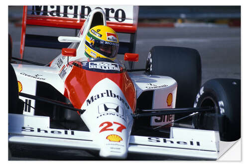 Selvklebende plakat Ayrton Senna, McLaren MP4-5B Honda, Monaco 1990