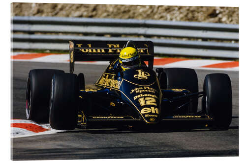 Acrylglasbild Ayrton Senna, Lotus 98T Renault, Belgien 1986