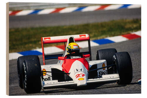 Wood print Ayrton Senna, McLaren MP4-5B Honda, Hockenheimring 1990