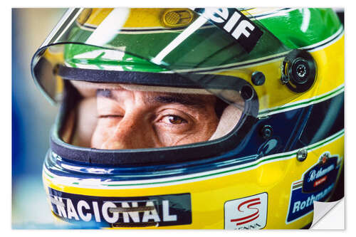 Selvklebende plakat Ayrton Senna winks out of the helmet, San Marino 1994