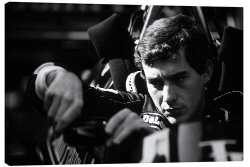 Leinwandbild Ayrton Senna im Lotus 98T, 1986