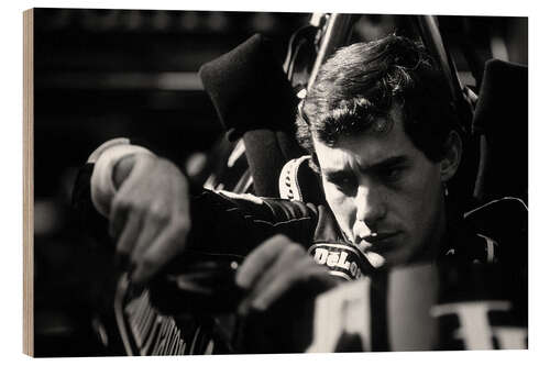 Wood print Ayrton Senna in the Lotus 98T, 1986