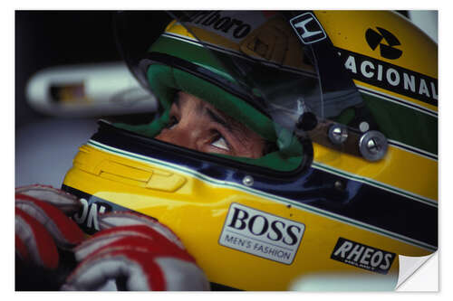 Selvklebende plakat Ayrton Senna, helmet portrait 1991