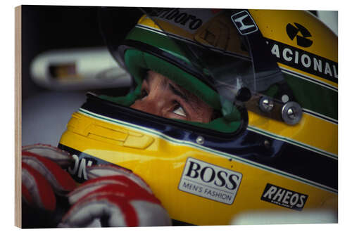 Hout print Ayrton Senna, helmet portrait 1991