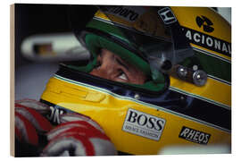 Wood print Ayrton Senna, helmet portrait 1991