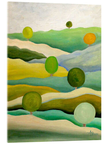 Tableau en verre acrylique Retour aux champs verts