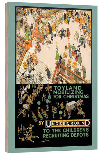 Wood print Toyland mobilizing for Christmas