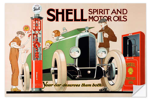 Selvklæbende plakat Shell, spirit and motor oils