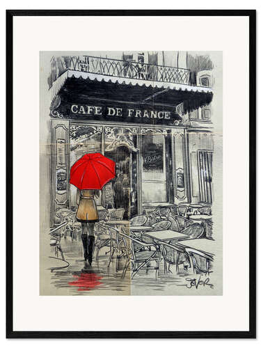 Impressão artística com moldura Café na França