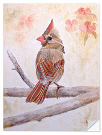 Selvklebende plakat Northern Cardinal