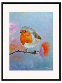 Gerahmter Kunstdruck Rotkehlchen