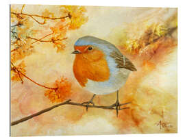 Gallery print Robins among flowers