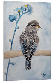 Magnettafel Drossel mit blauer Blume