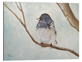 Magnettafel Vögelchen im Schneesturm