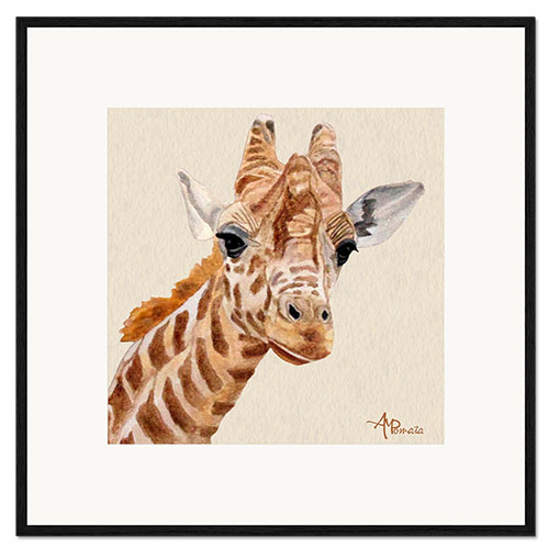 Gerahmter Kunstdruck Giraffen-Porträt
