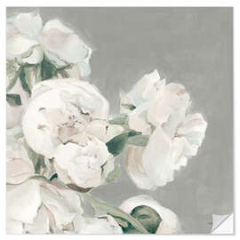 Selvklebende plakat Peonies on gray