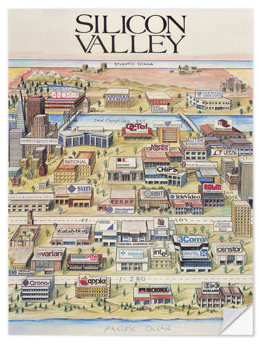 Selvklebende plakat Silicon Valley