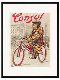 Gerahmter Kunstdruck Zirkusplakat Consul – Schimpanse auf einem Rad