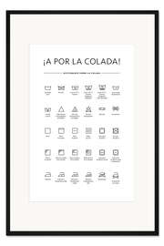 Gerahmter Kunstdruck Wasch- &amp; Pflegesymbole (spanisch)