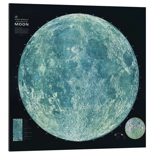 Tableau en aluminium Carte de la Lune (anglais)