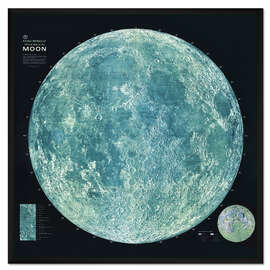 Gerahmter Kunstdruck Mondkarte (Englisch)