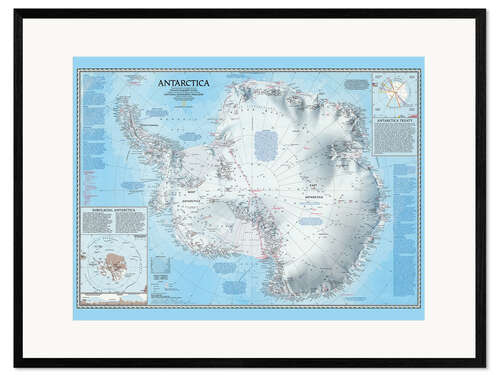 Impresión de arte enmarcada Mapa de la Antártida