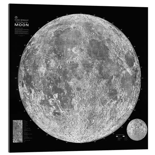 Acrylic print Moon Map, Black and White