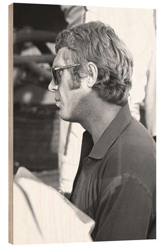 Tableau en bois Steve McQueen au circuit de la Sarthe, 1970