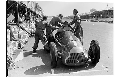 Gallery Print Fangio, Alfa Romeo, Boxenstop, Großer Preis von Großbritannien 1950