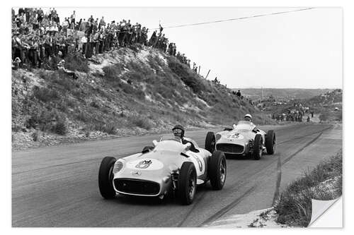 Naklejka na ścianę Fangio leads Moss, Dutch Grand Prix. Zandvoort 1955