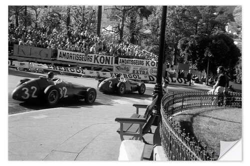 Wandsticker Gregory und Fangio im Maserati 250F beim Großen Preis von Monaco 1957