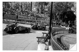 Wandsticker Gregory und Fangio im Maserati 250F beim Großen Preis von Monaco 1957