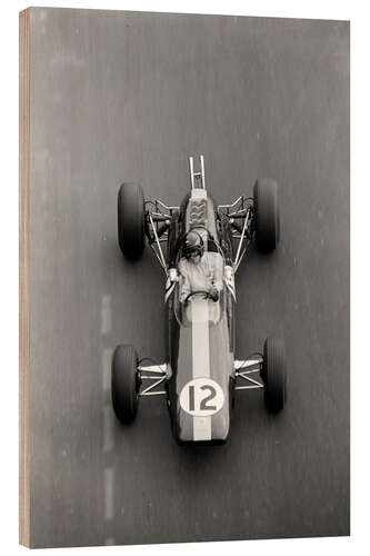 Tableau en bois Jim Clark, Lotus 25 Climax, Monaco Grand Prix, 1964