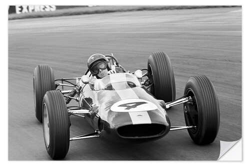 Muursticker Jim Clark, Lotus 25 Cimax, Great Britain Grand Prix, Silverstone 1963