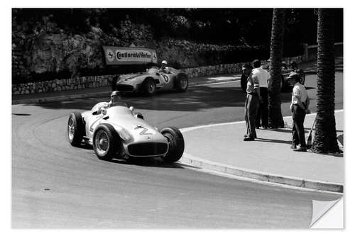 Sticker mural Fangio leads Moss, 1955 Monaco Grand Prix