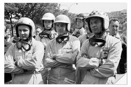 Selvklebende plakat Bruce McLaren, Jim Hall, Trevor Taylor, Dan Gurney, 1963