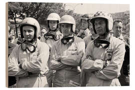 Holzbild Bruce McLaren, Jim Hall, Trevor Taylor, Dan Gurney, 1963