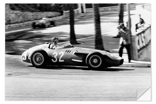 Selvklæbende plakat Juan Manuel Fangio, Monaco Grand Prix, Monte Carlo 1957