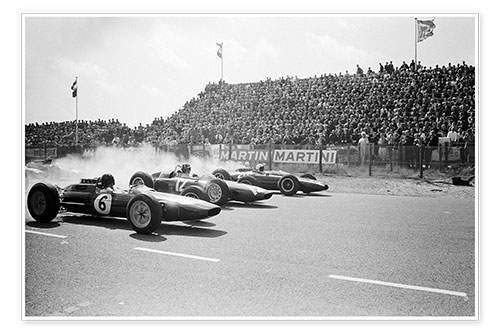 Poster Jim Clark, Graham Hill and Bruce McLaren am Start, Zandvoort 1963