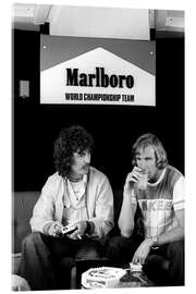 Acrylic print George Harrison enjoys a cigarette with James Hunt, Spanish Grand Prix 1977