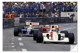 Sticker mural Ayrton Senna devant Nigel Mansell, Monte-Carlo, GP de Monaco 1992