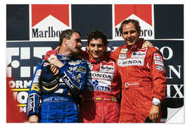 Selvklebende plakat Ayrton Senna, Nigel Mansell and Gerhard Berger, Hungarian GP 1992