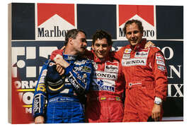 Cuadro de madera Ayrton Senna, Nigel Mansell and Gerhard Berger, Hungarian GP 1992