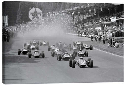 Lærredsbillede Jim Clark leads the field at the start, Belgian GP 1967